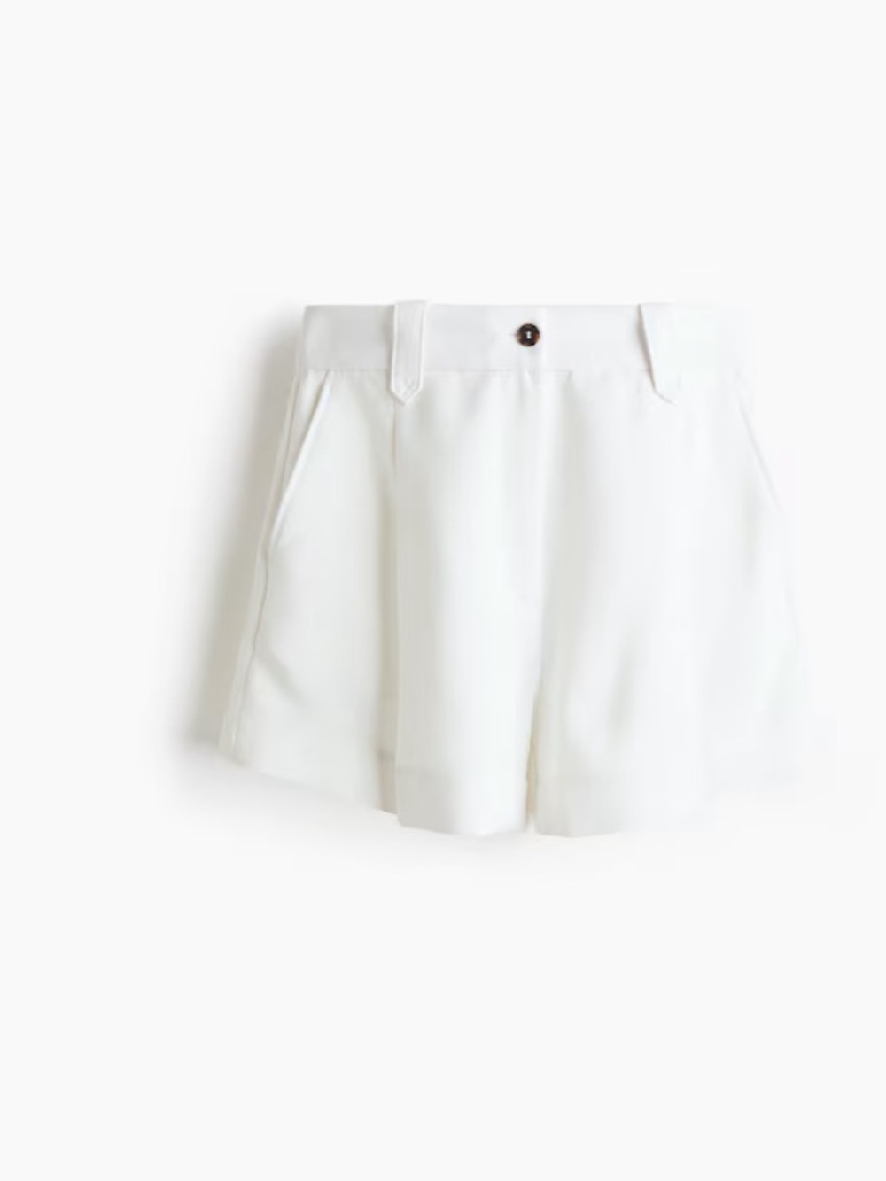 H&M White High-Waist Pleated Women's Shorts